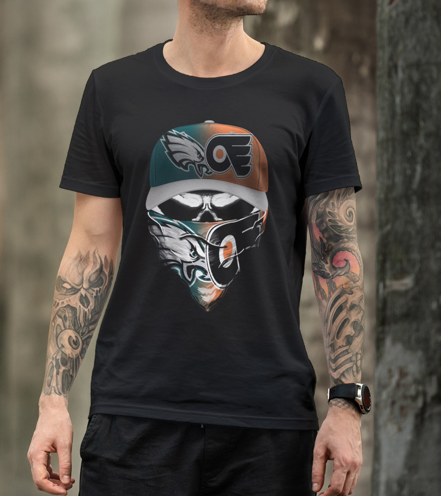 Philadelphia Eagles Flyers Fan Mask Hat Dual T-Shirt