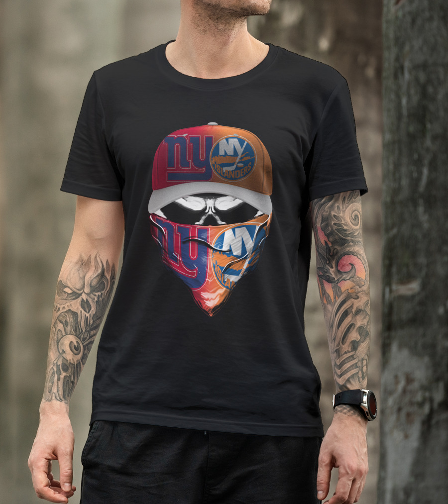 Ny Giants Ny Islanders Skull Mask Combo T-Shirt