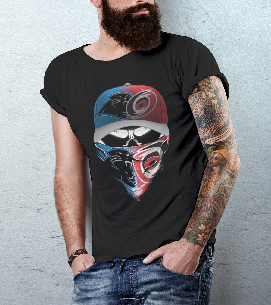 Carolina Panthers Hurricanes Dual Face Mask Hat Design 081 T-Shirt