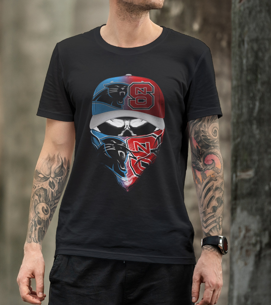 Carolina Panthers Nc State Wolfpack Skull Mask T-Shirt