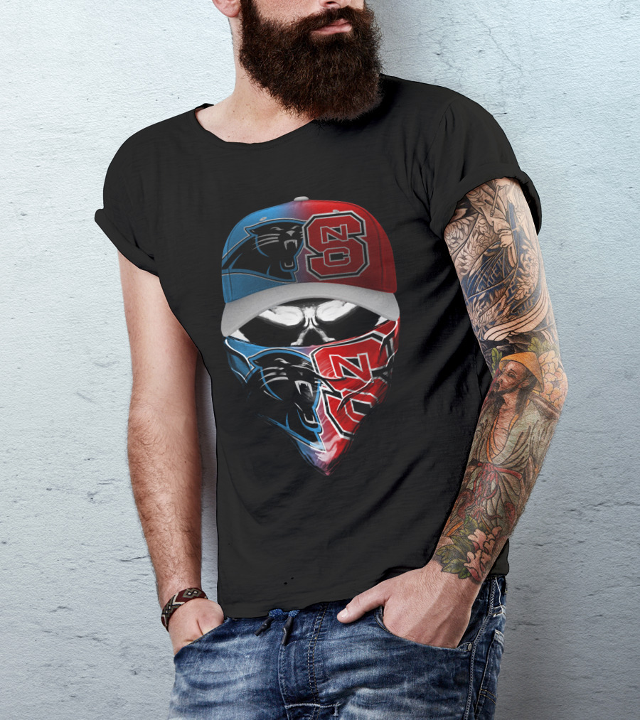 Carolina Panthers Nc State Wolfpack Skull Mask T-Shirt