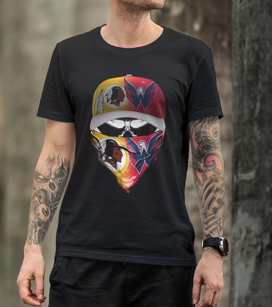 Washington Redskins And Capitals Face Covering Combo T-Shirt