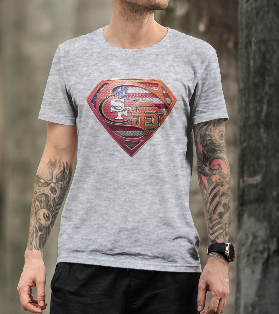 Sf 49ers Sf Giants Superman American Flag T-Shirt