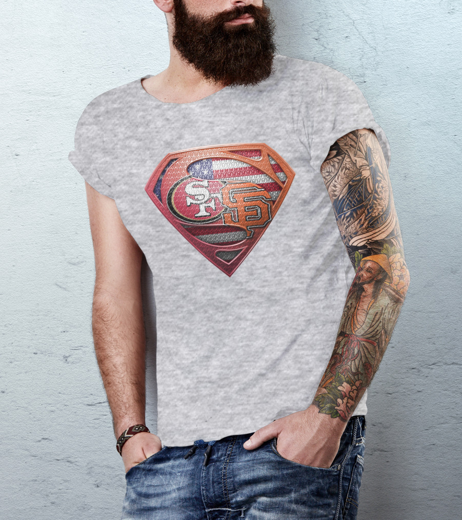 Sf 49ers Sf Giants Superman American Flag T-Shirt