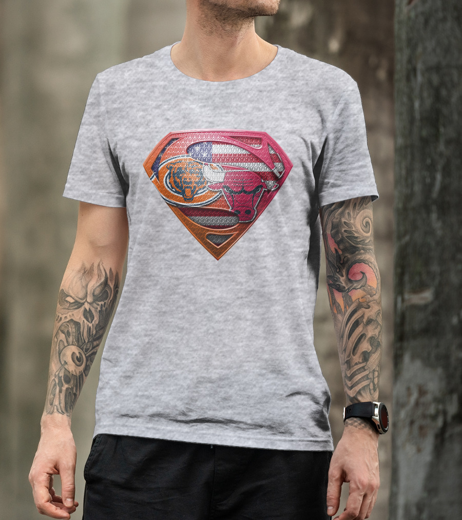 Super Symbols Collage:  Bears Bulls Usa Flag T-Shirt