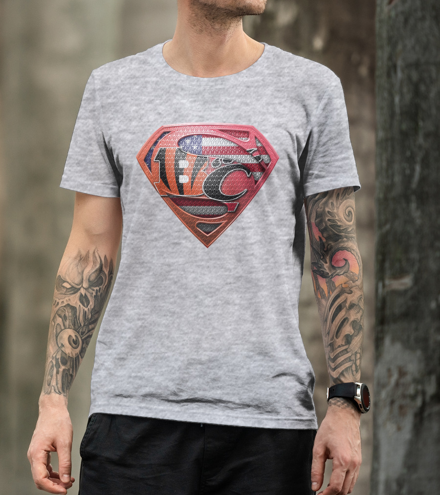 Superman Nfl Logo With American Flag Shield T-Shirt