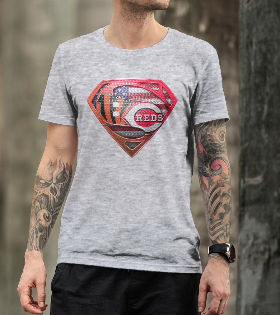 Bengals Reds American Flag Super Symbol T-Shirt