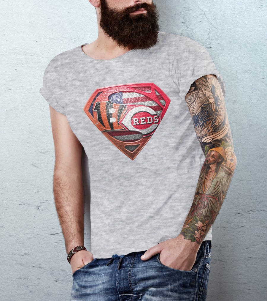 Bengals Reds American Flag Super Symbol T-Shirt