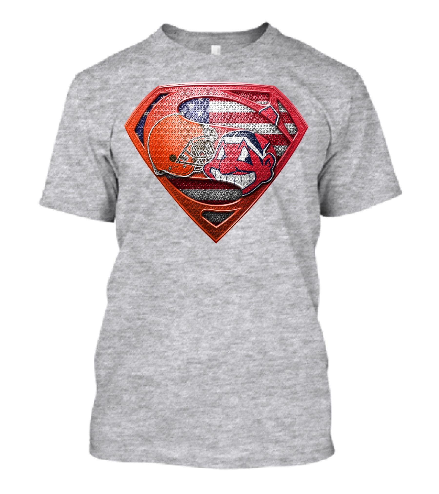 Superman Shield Cleveland Browns Helmet Chief Wahoo American Flag T-Shirt