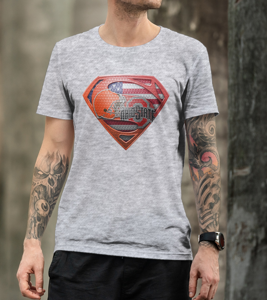 Ohio State Buckeyes American Flag Superman Logo Sps T-Shirt