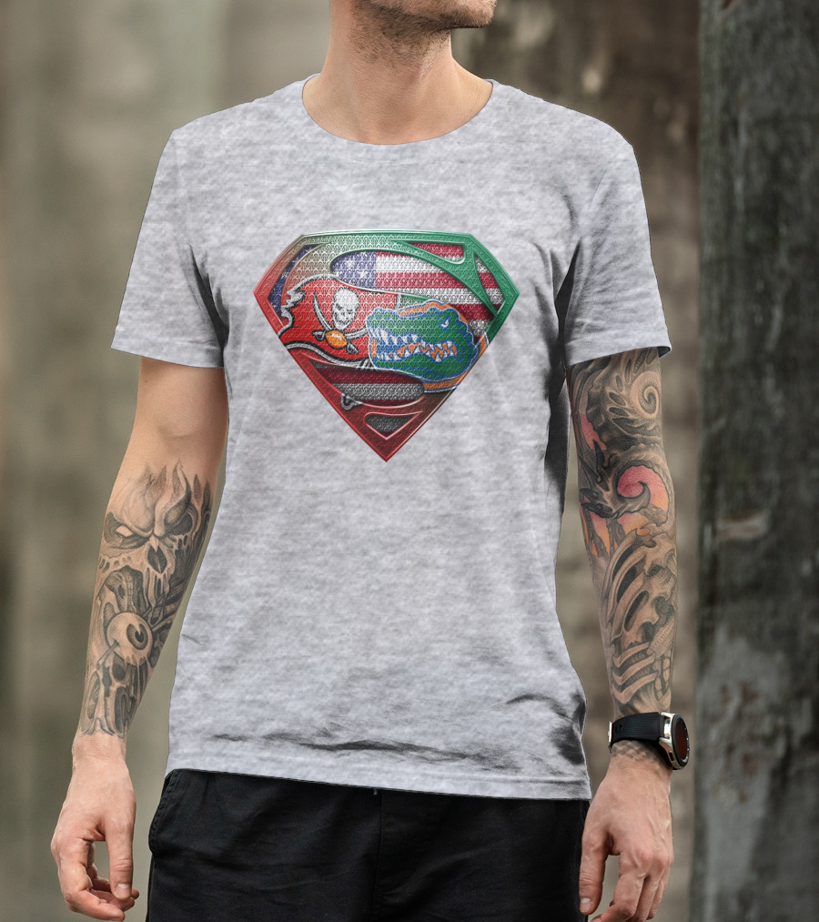 Superman Logo Tampa Bay Buccaneers Florida Gators American Flag T-Shirt