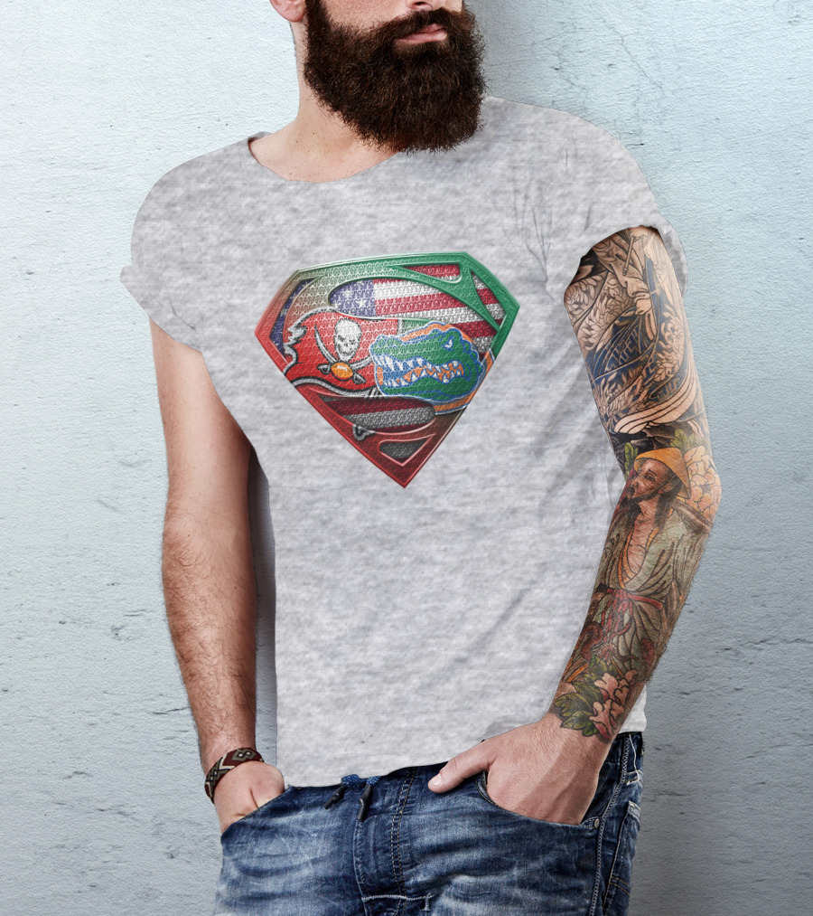 Superman Logo Tampa Bay Buccaneers Florida Gators American Flag T-Shirt