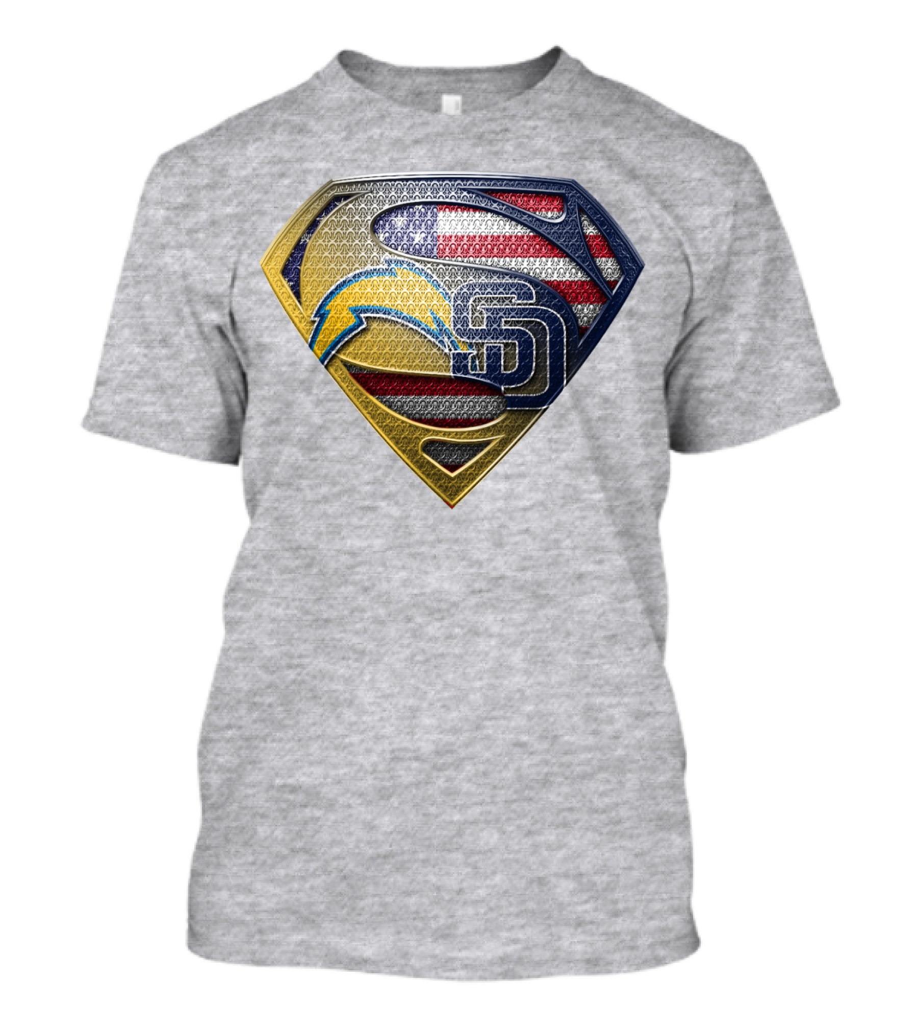 Superman Logo Chargers Sd Padres American Flag T-Shirt
