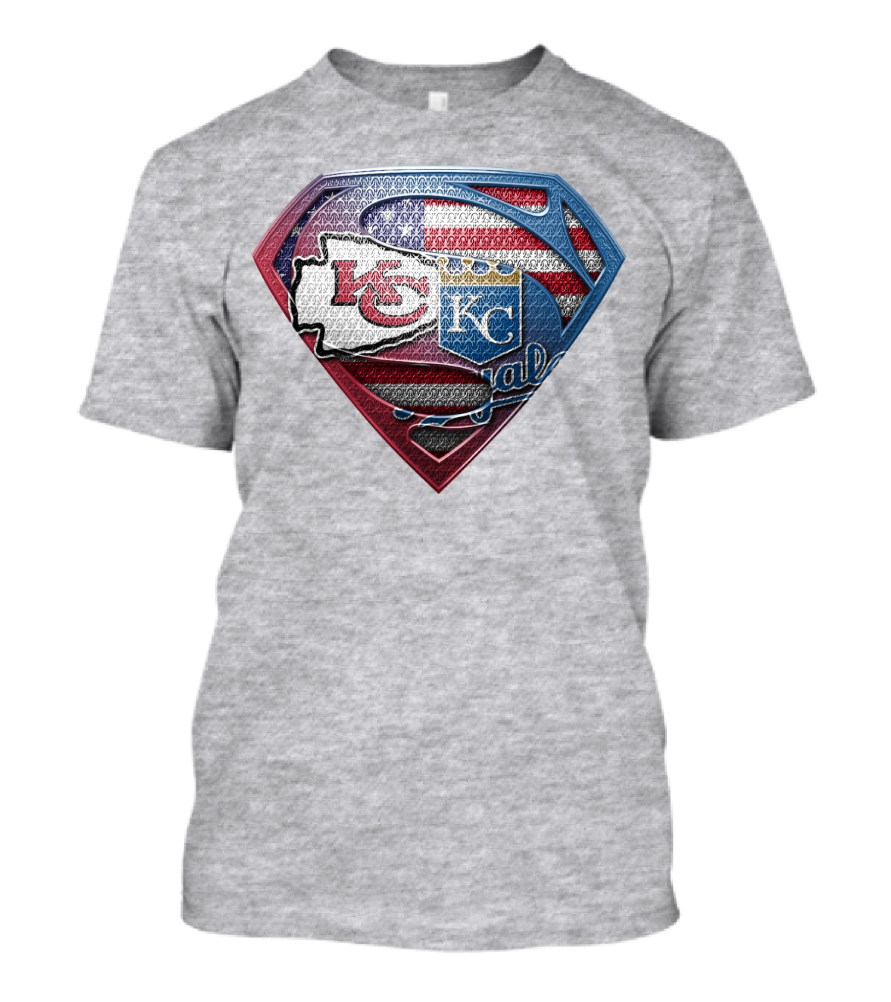Kansas City Chiefs Royals American Flag Superman Shield T-Shirt