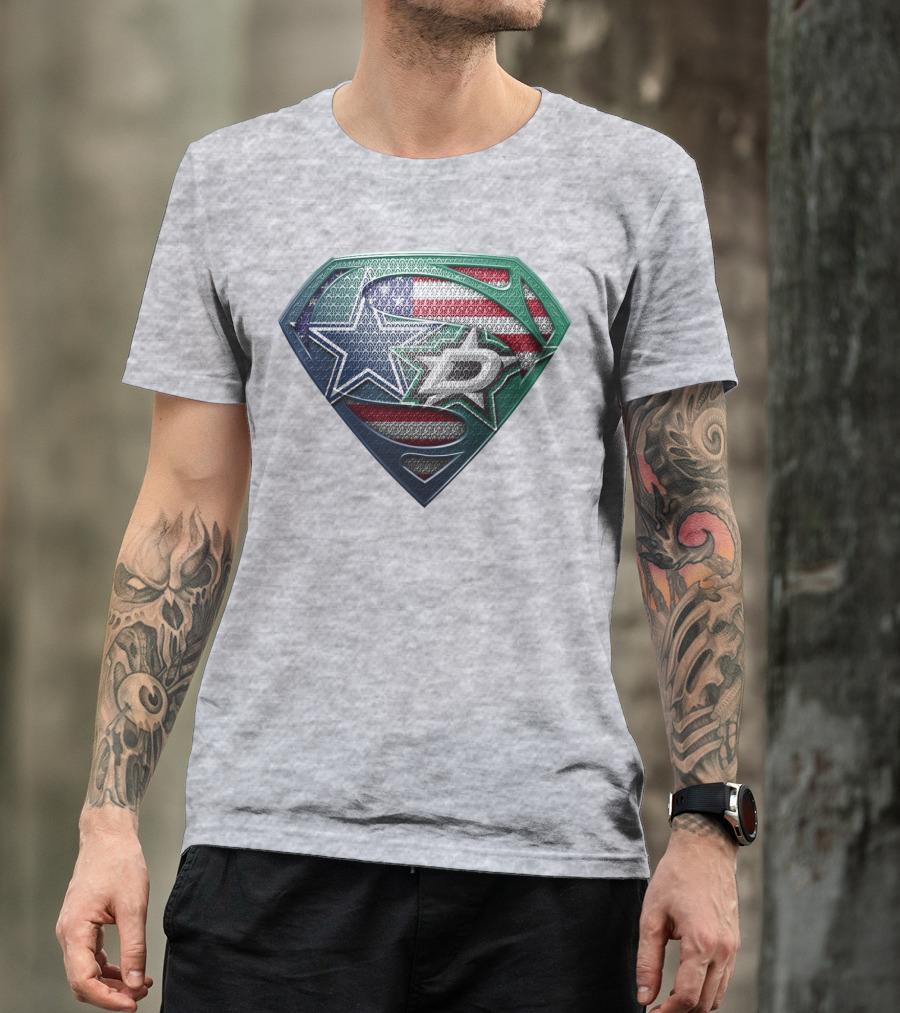 Dallas Stars American Flag Superman T-Shirt