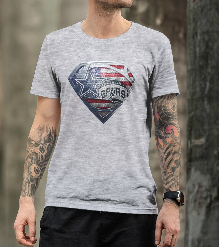 San Antonio Spurs Superman Shield Usa Flag T-Shirt