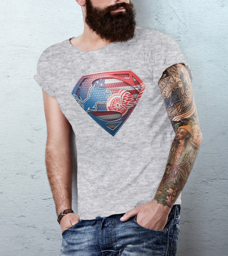 Superman Detroit Red Wings Logo Shield 074 T-Shirt