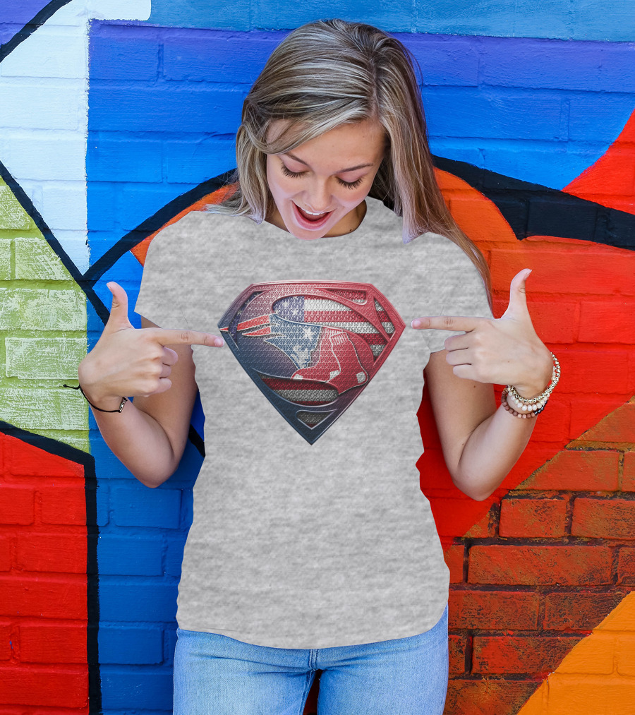 Superman Red Sox American Flag Tribute T-Shirt