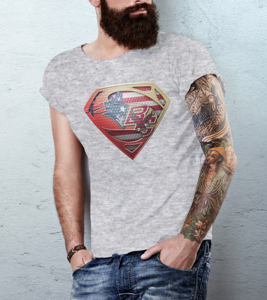 Superman Shield New England Patriots American Flag Boston College Eagles T-Shirt