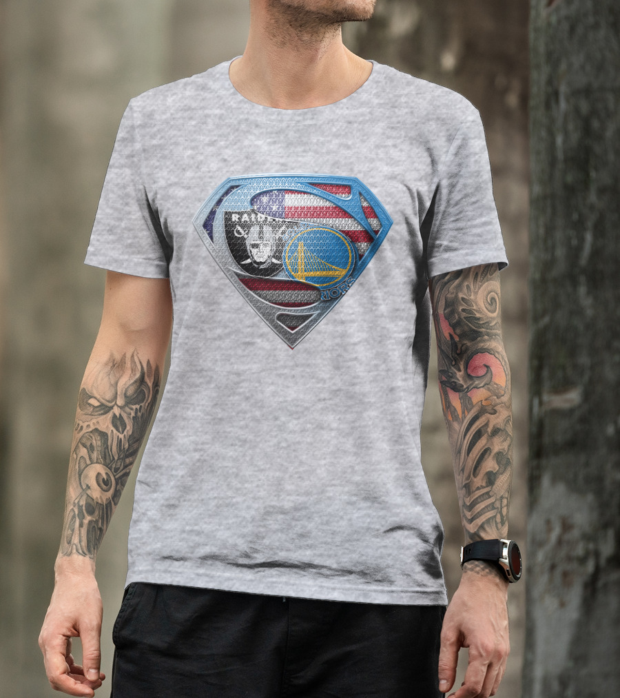 Superhero Shield Raiders Warriors American Flag T-Shirt