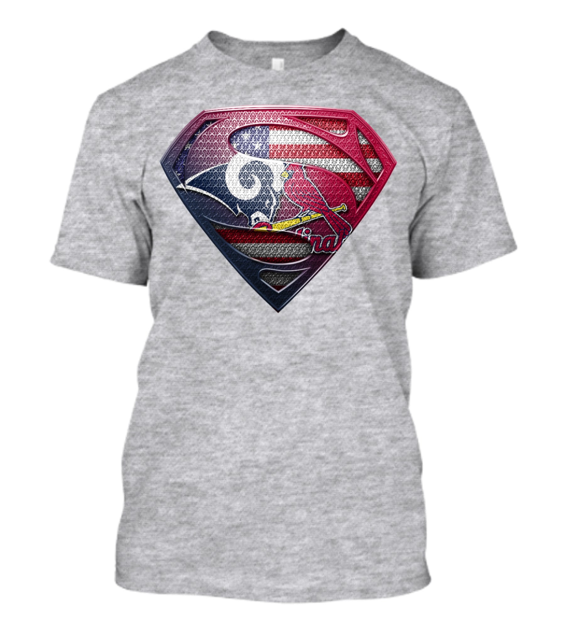 Superman Logo With St. Louis Rams And Cardinals Nfl And Mlb Team Fusion T-Shirt