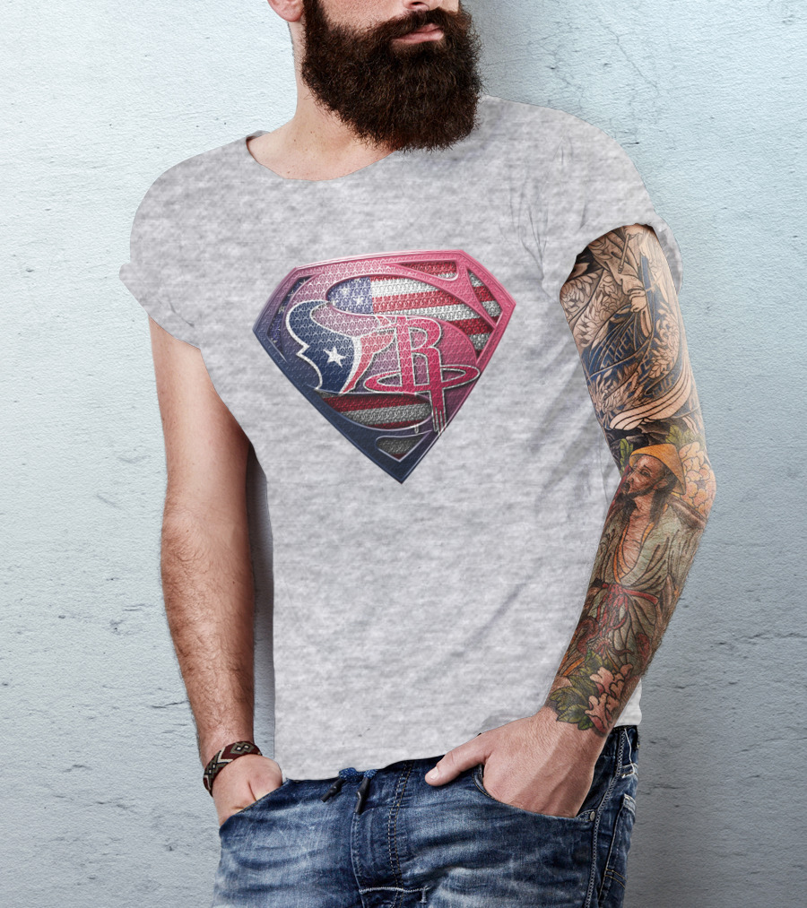 Superman Houston Texans Us Flag T-Shirt
