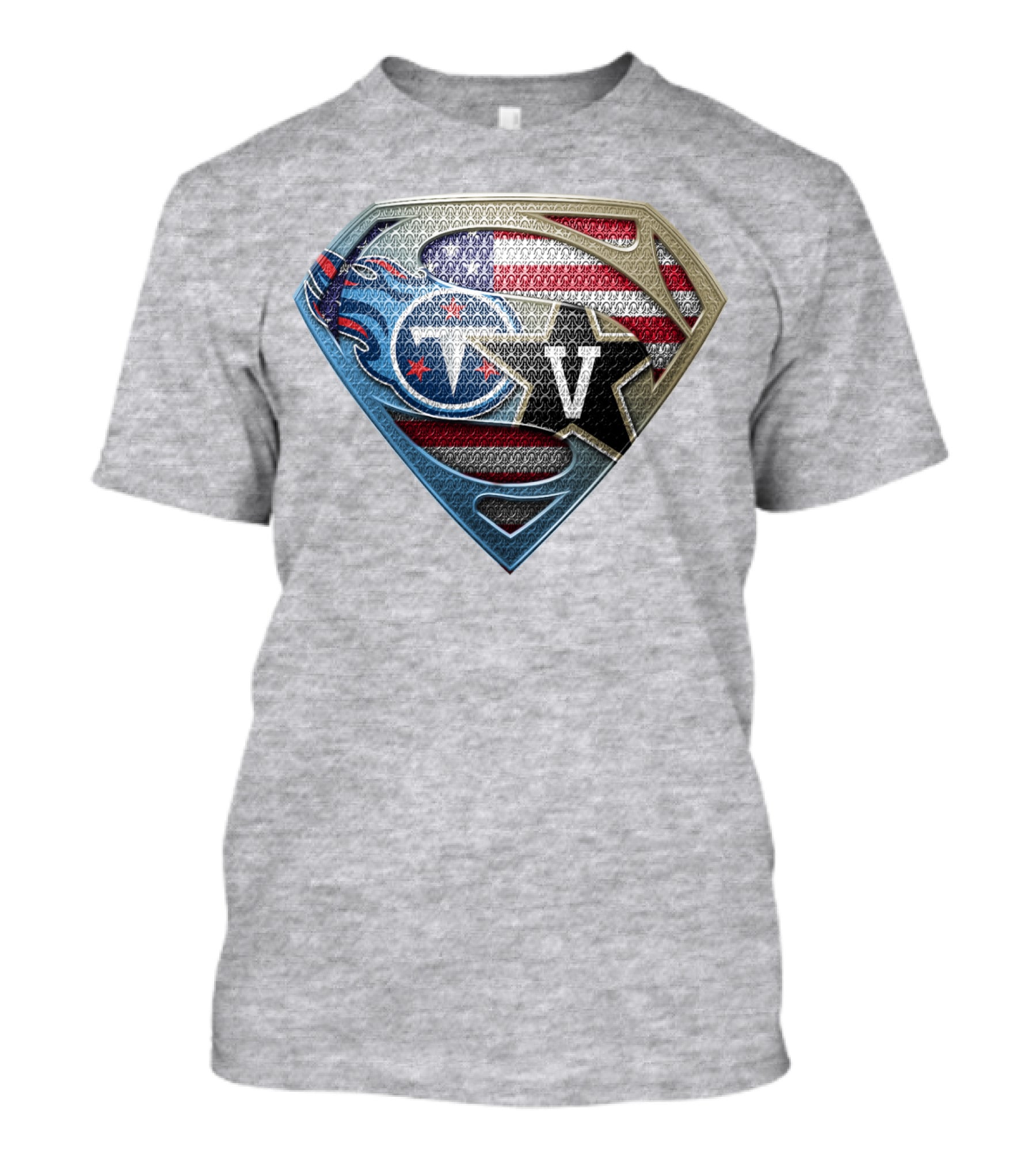 Tennessee Titans Usa Flag Shield Logo Superhero V T-Shirt