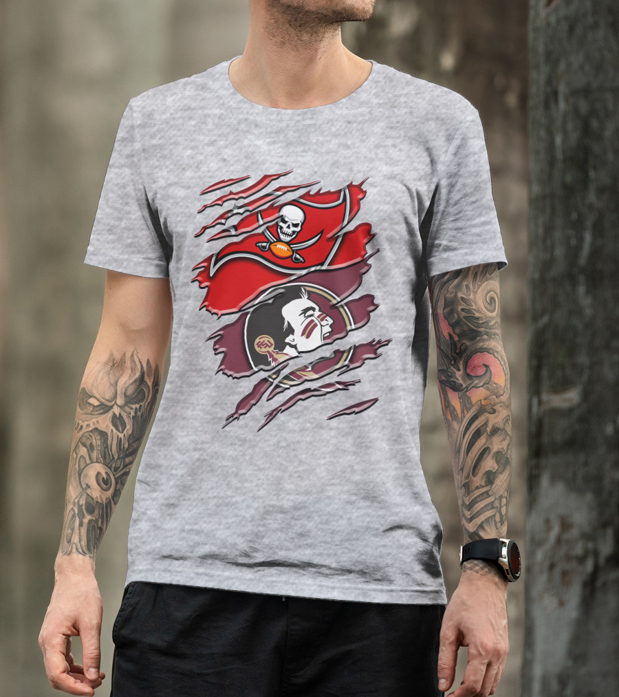 Tampa Bay Buccaneers Florida State Seminoles Logo Mashup T-Shirt
