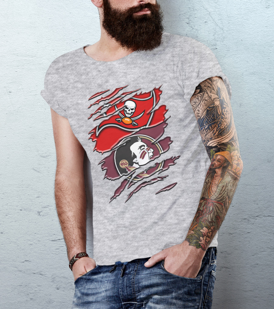 Tampa Bay Buccaneers Florida State Seminoles Logo Mashup T-Shirt