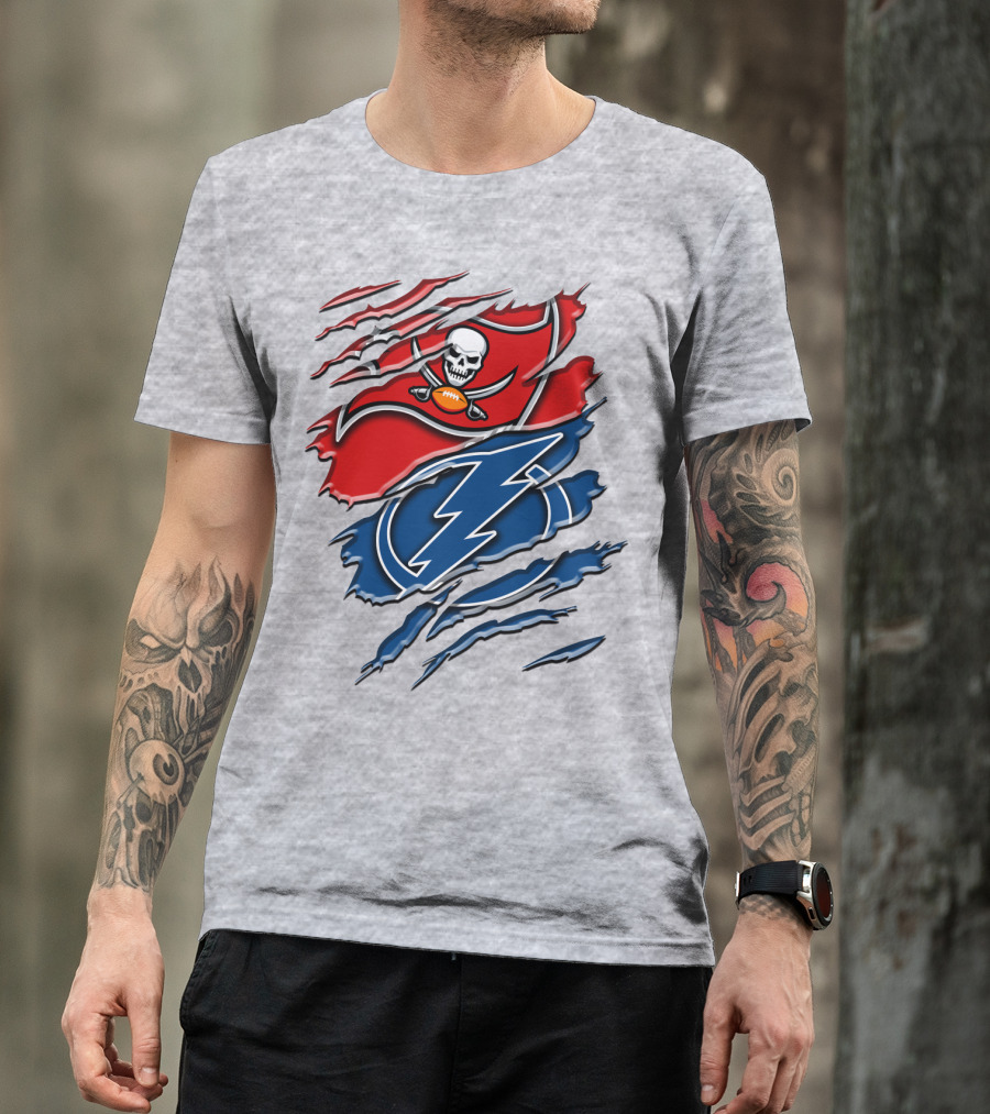 Tampa Bay Buccaneers Lightning Torn Design Rah 026 T-Shirt