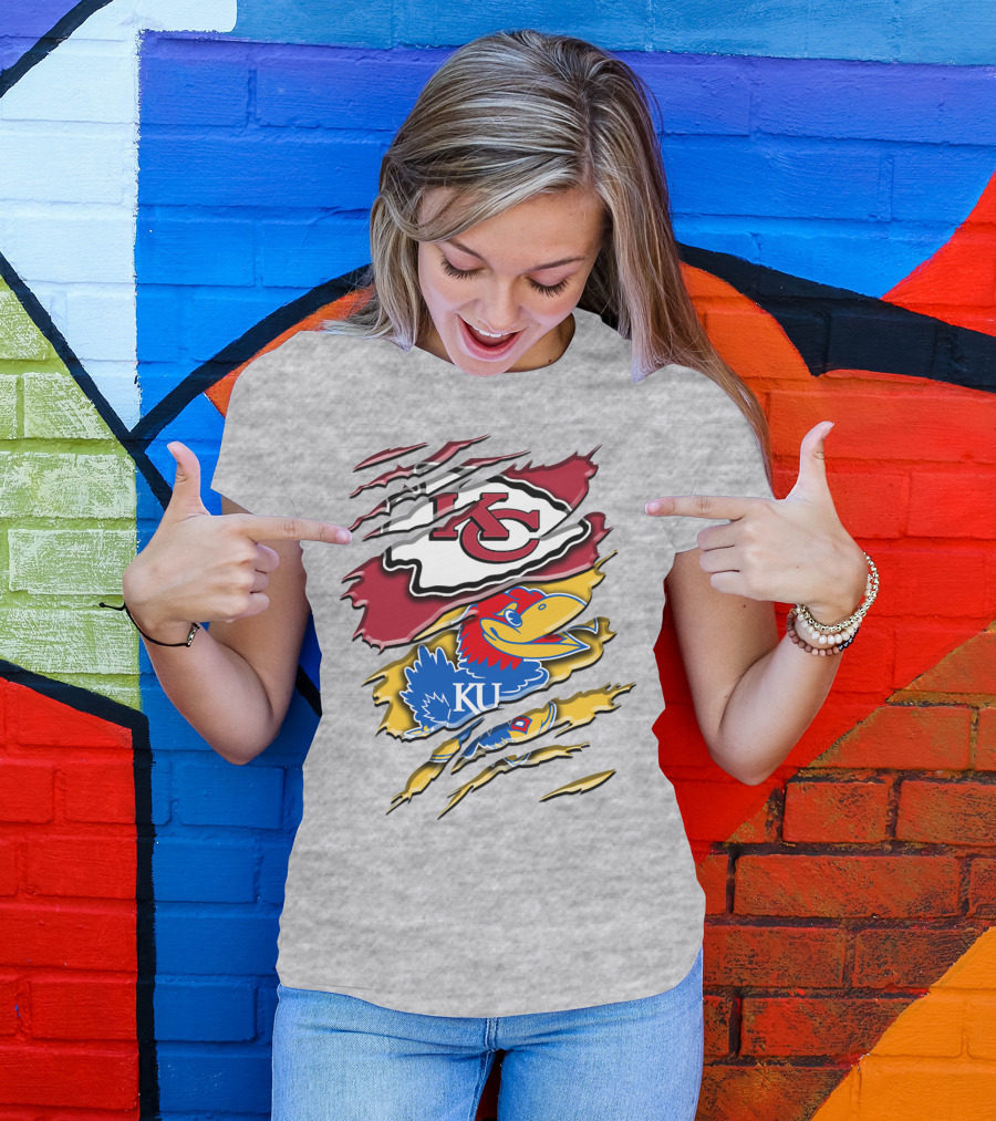 Kansas City Chiefs Kc Jayhawks Rip Design Rah 037 T-Shirt