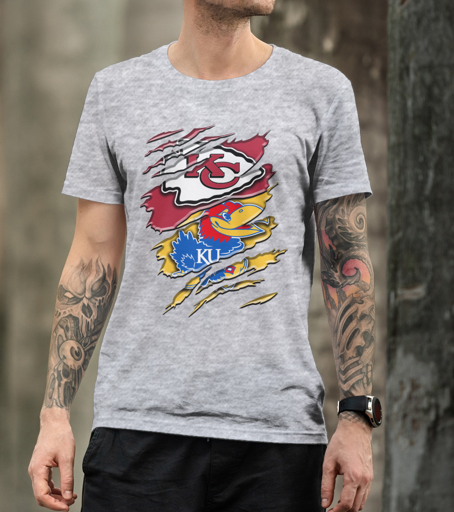 Kansas City Chiefs Kc Jayhawks Rip Design Rah 037 T-Shirt