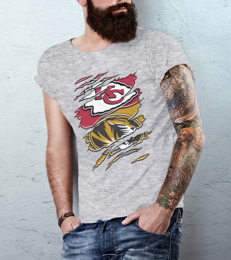 Kansas City Chiefs And Missouri Tigers Claw Logo Rah 039 T-Shirt