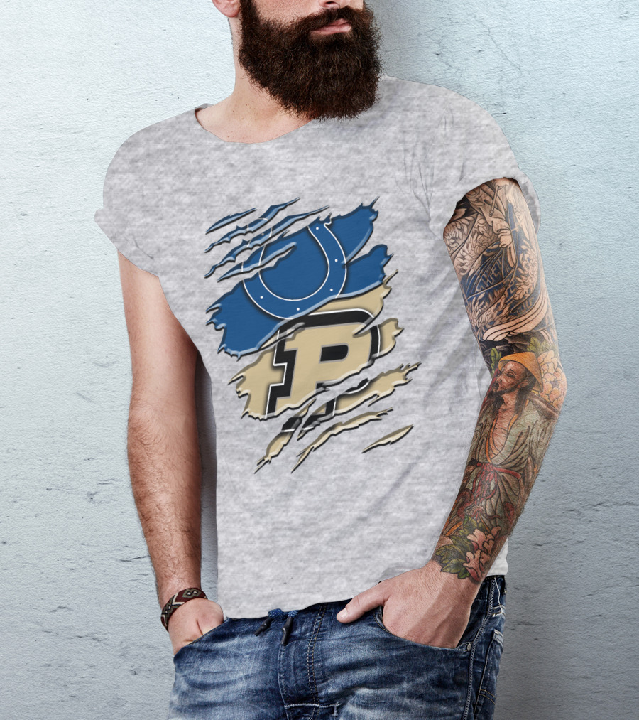 Indianapolis Colts Purdue Boilermakers Logo Mashup T-Shirt