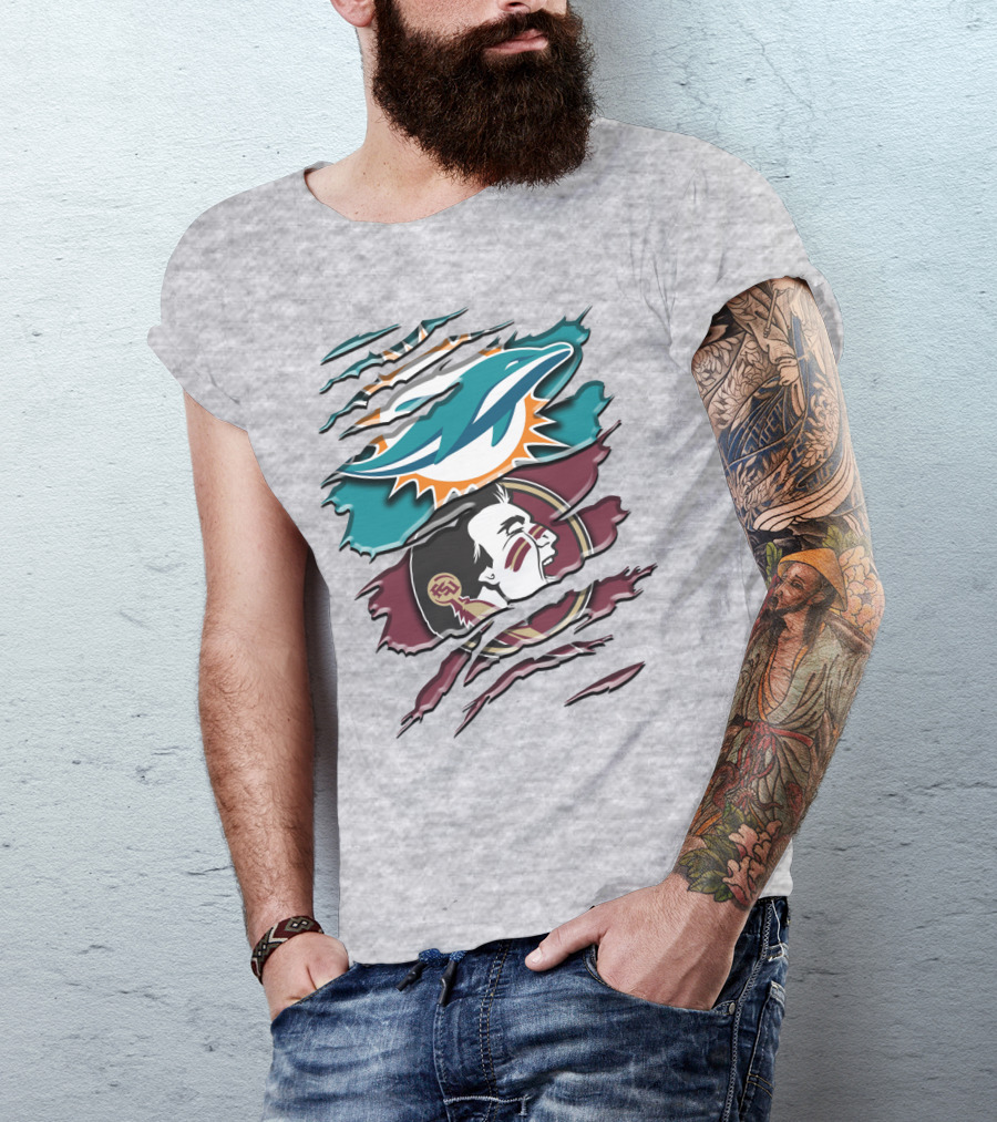 Dolphins Seminoles Fan Fusion T-Shirt