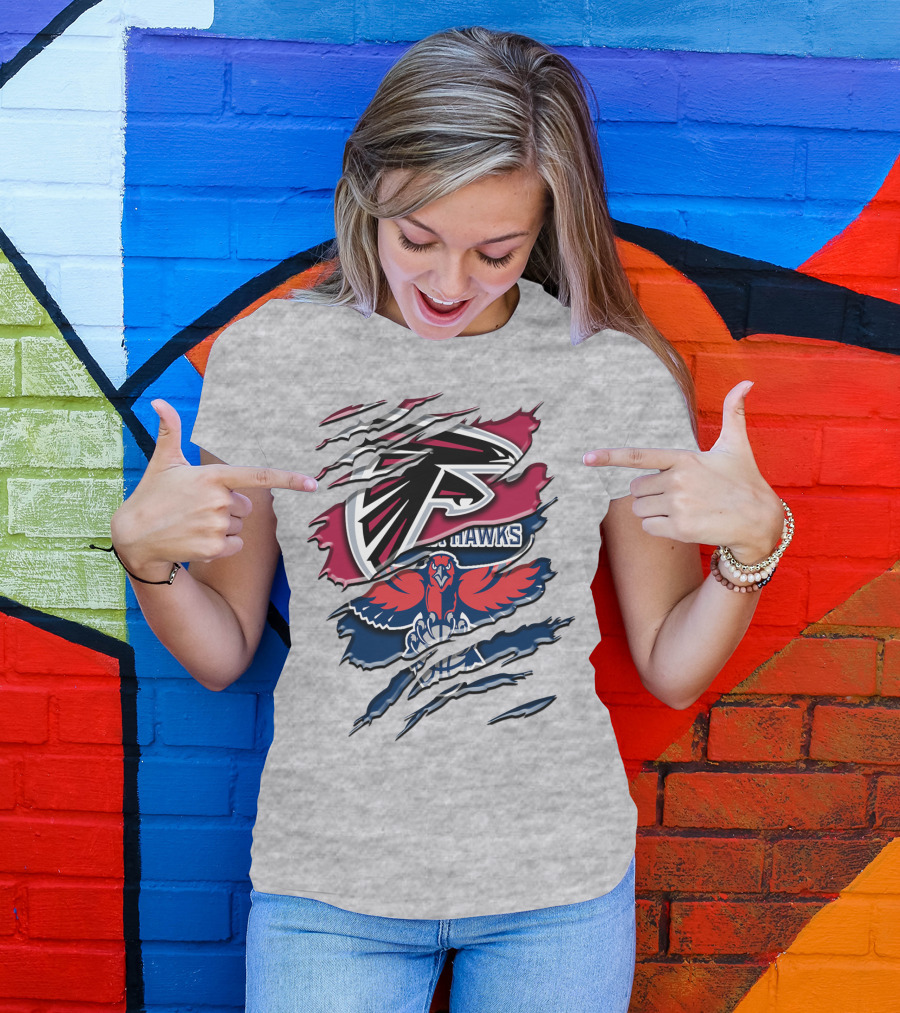 Atlanta Falcons And Hawks Logo Crossover Rah 060 T-Shirt