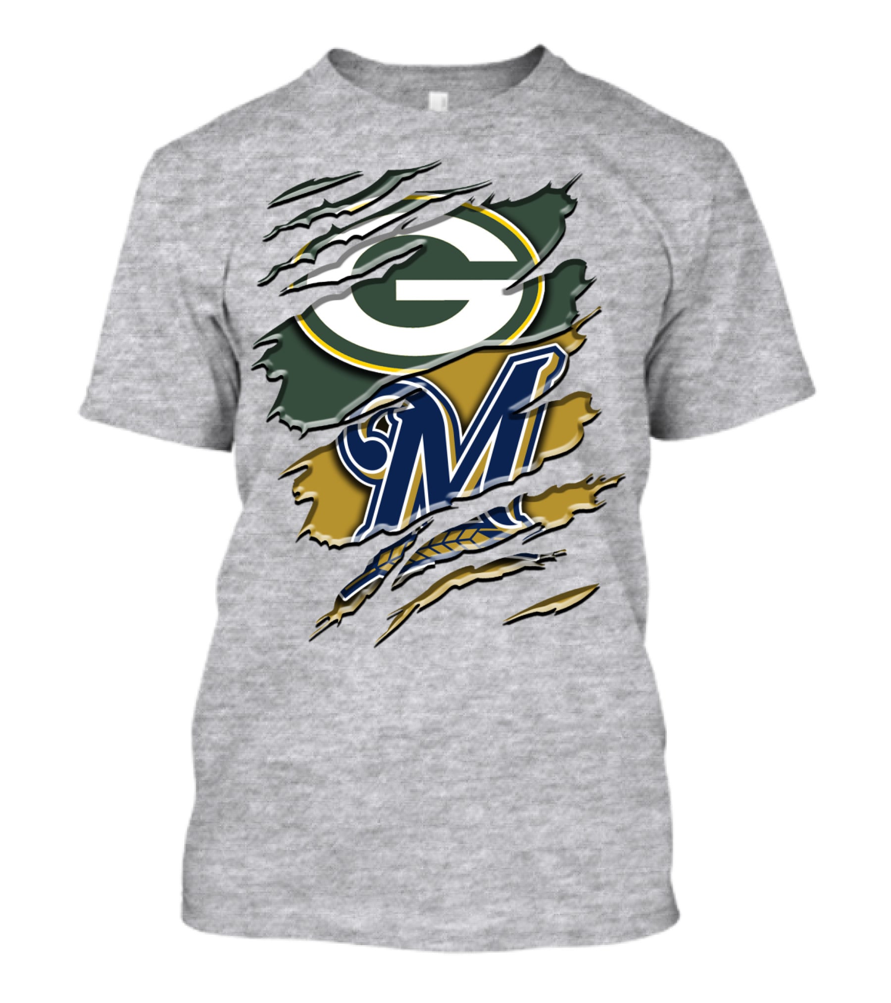 Green Bay Packers Milwaukee Brewers Crossover T-Shirt