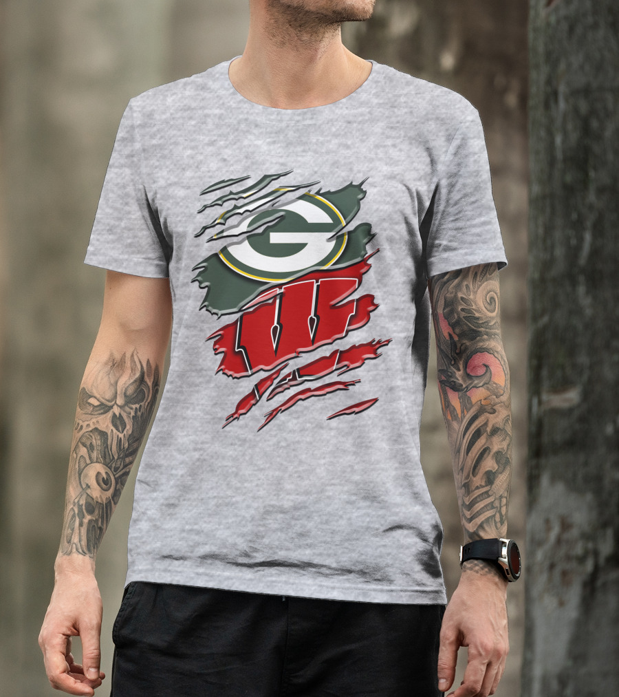 Green Bay Packers Wisconsin Badgers Claw Marks T-Shirt