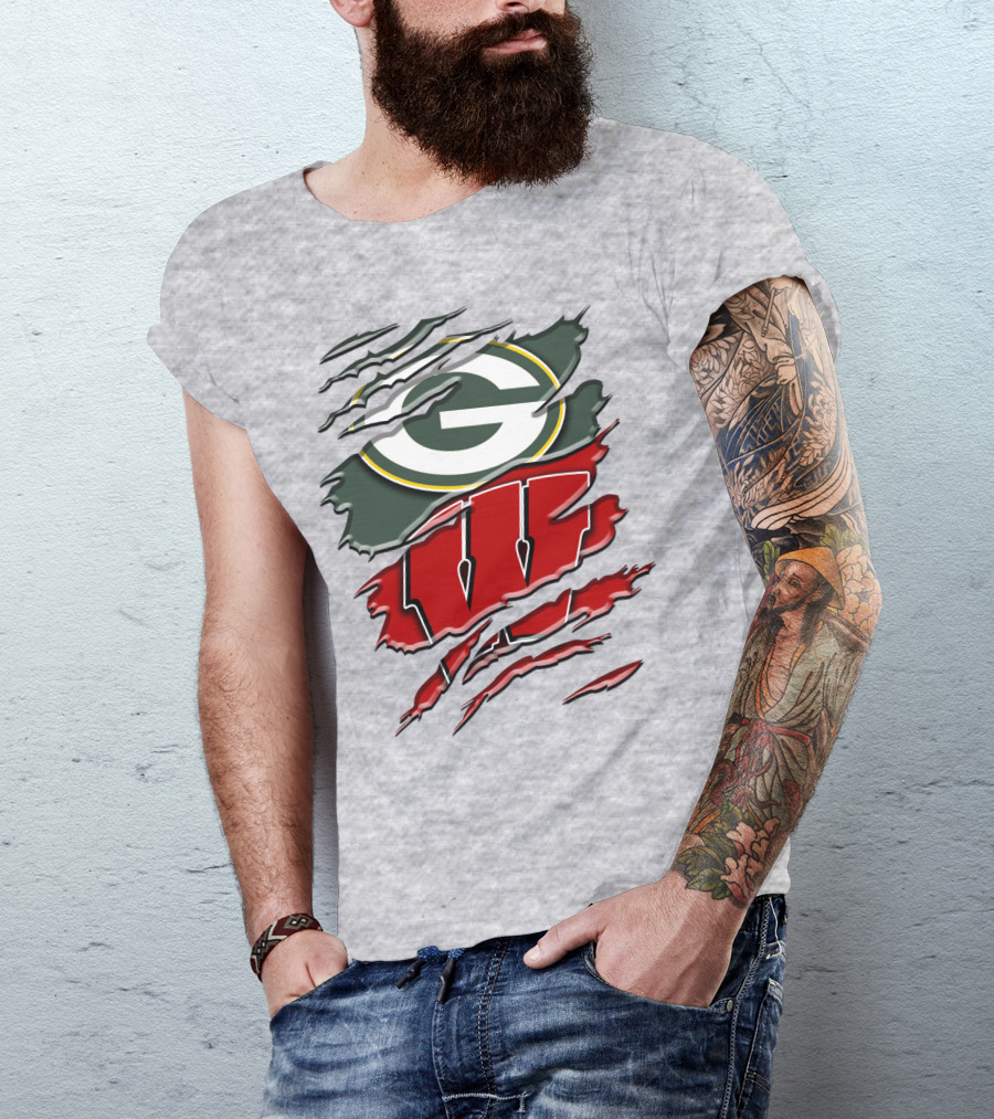 Green Bay Packers Wisconsin Badgers Claw Marks T-Shirt