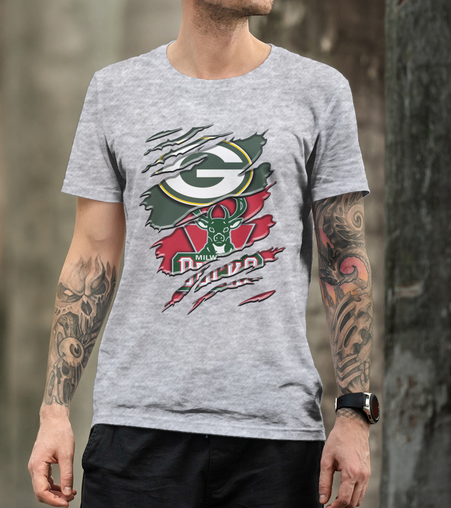 Milwaukee Bucks Green Bay Packers Crossover Rah T-Shirt