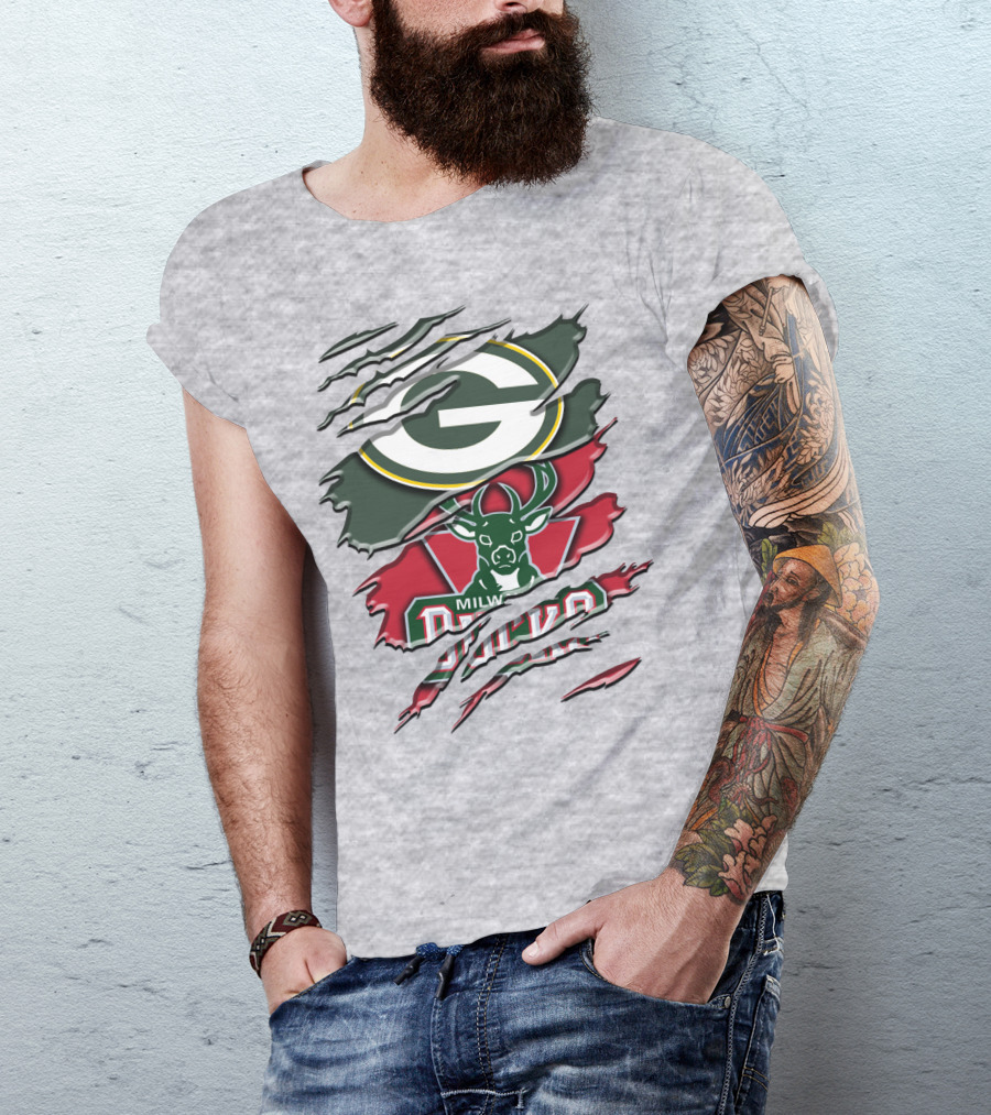 Milwaukee Bucks Green Bay Packers Crossover Rah T-Shirt