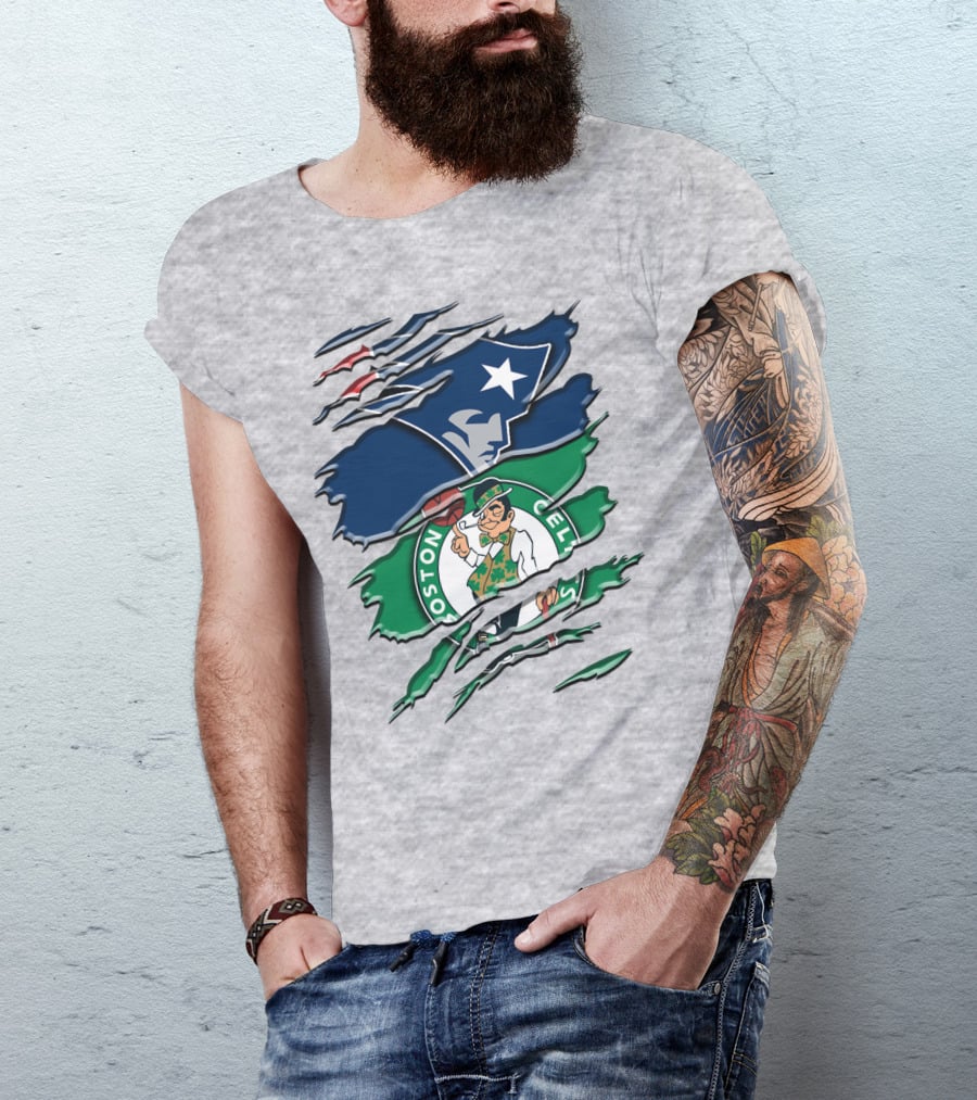Patriots And Boston Celtics Logo Mashup Rah 090 T-Shirt