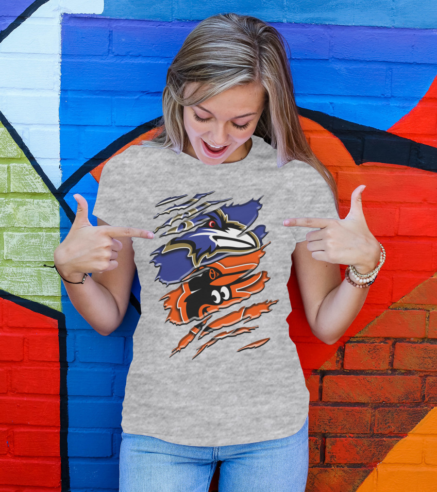 Baltimore Ravens Orioles Logo Mashup Rah 101 T-Shirt