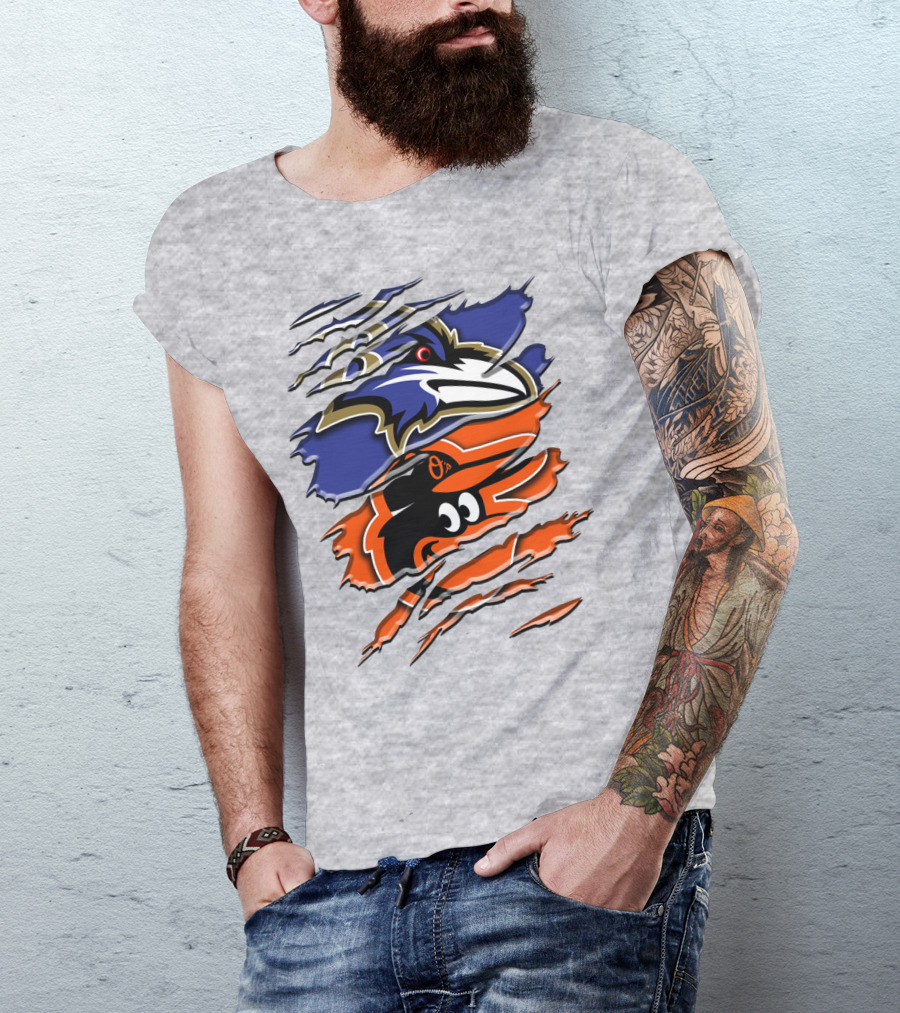 Baltimore Ravens Orioles Logo Mashup Rah 101 T-Shirt