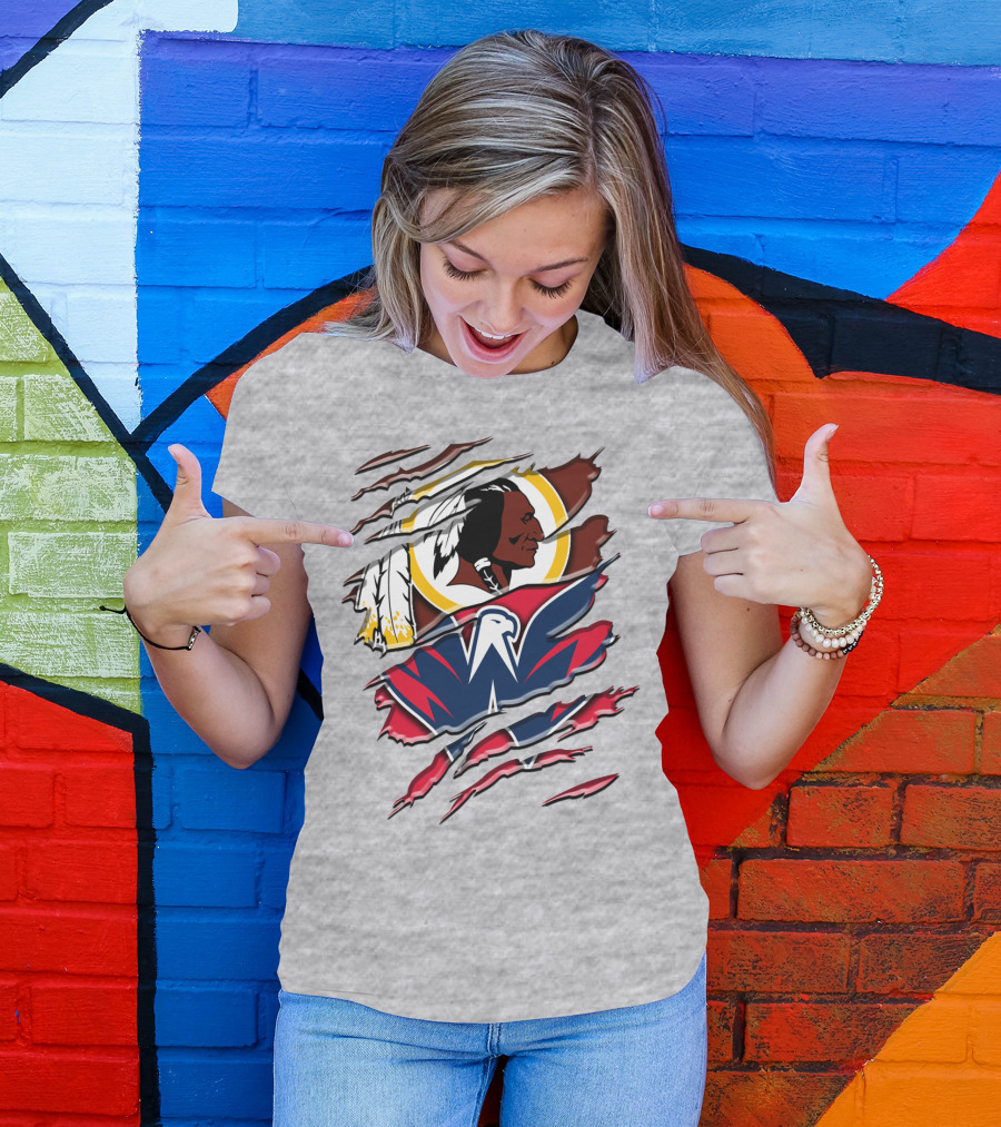 Washington Capitals And Washington Redskins Logo Mashup Rah 104 T-Shirt
