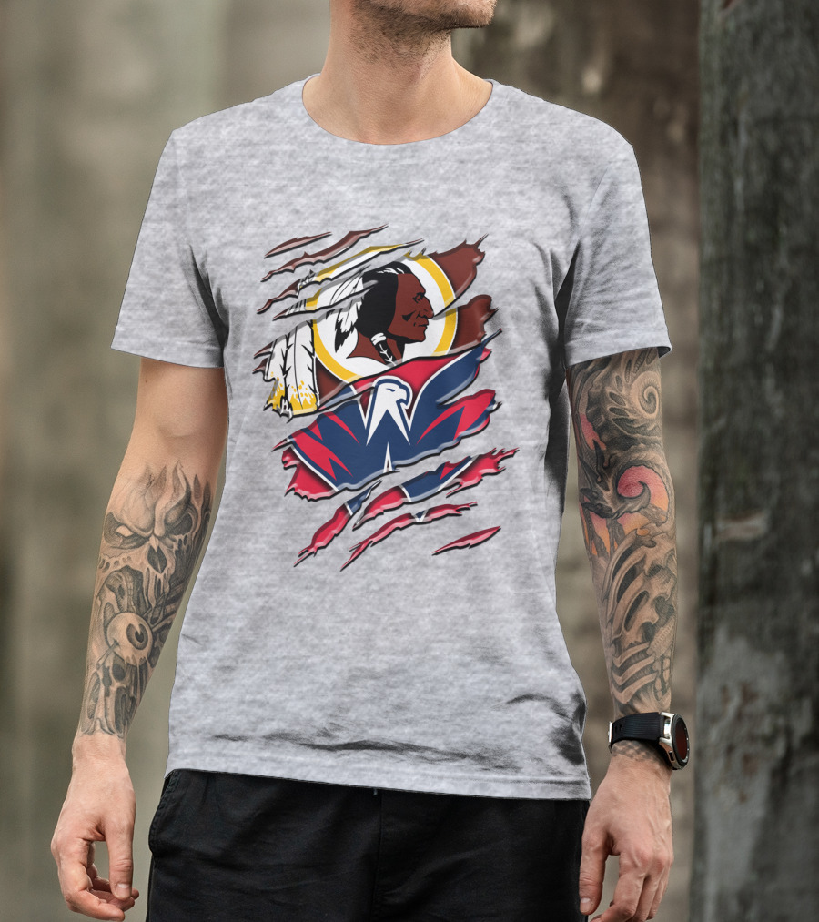 Washington Capitals And Washington Redskins Logo Mashup Rah 104 T-Shirt