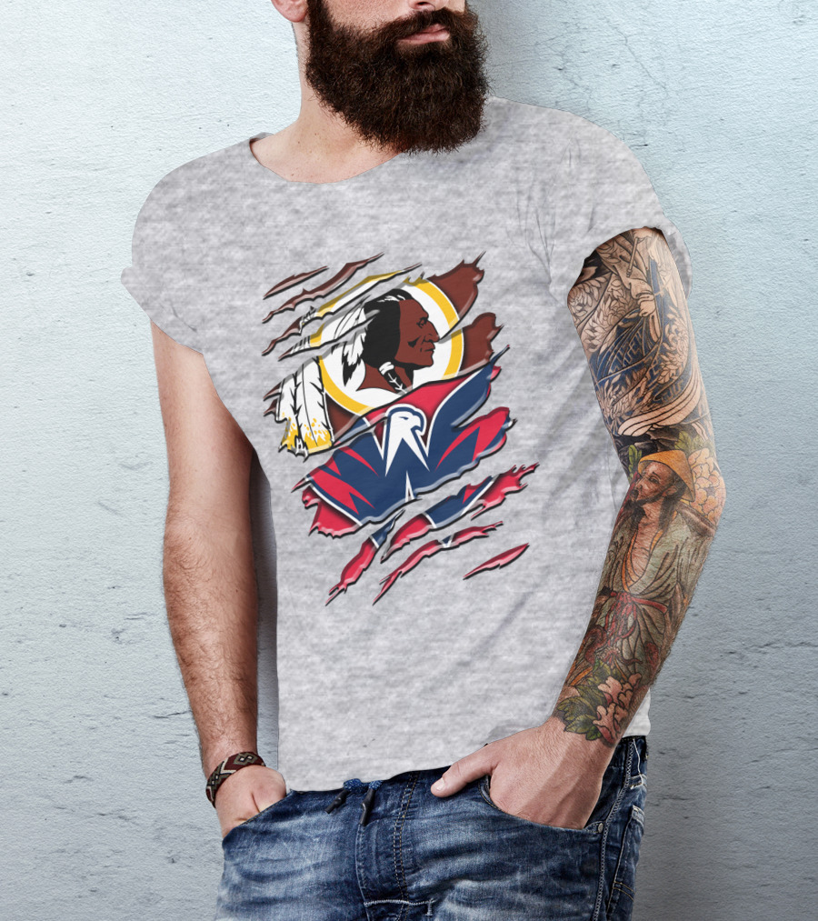 Washington Capitals And Washington Redskins Logo Mashup Rah 104 T-Shirt