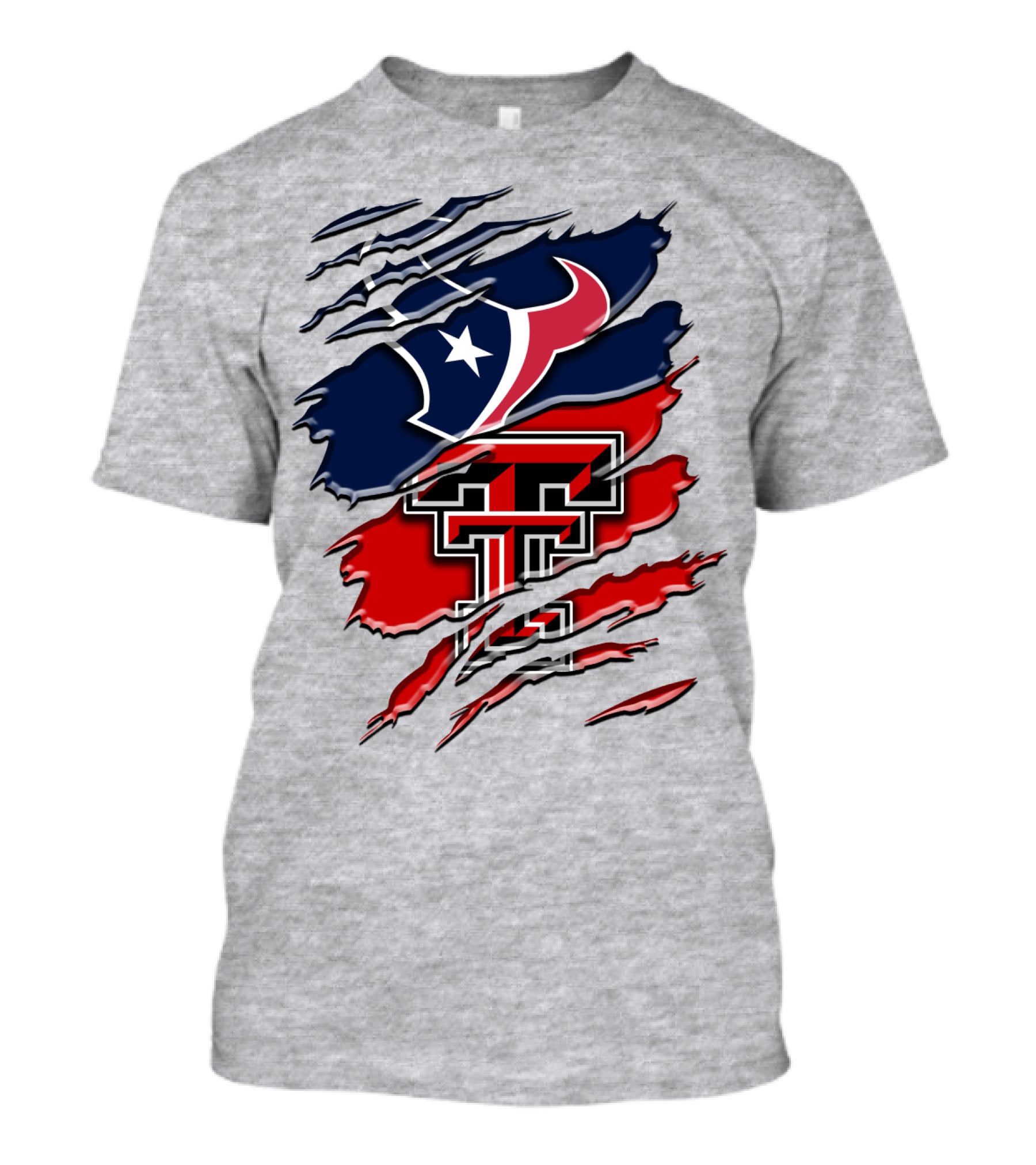Houston Texans And Texas Tech Red Raiders Rip T-Shirt