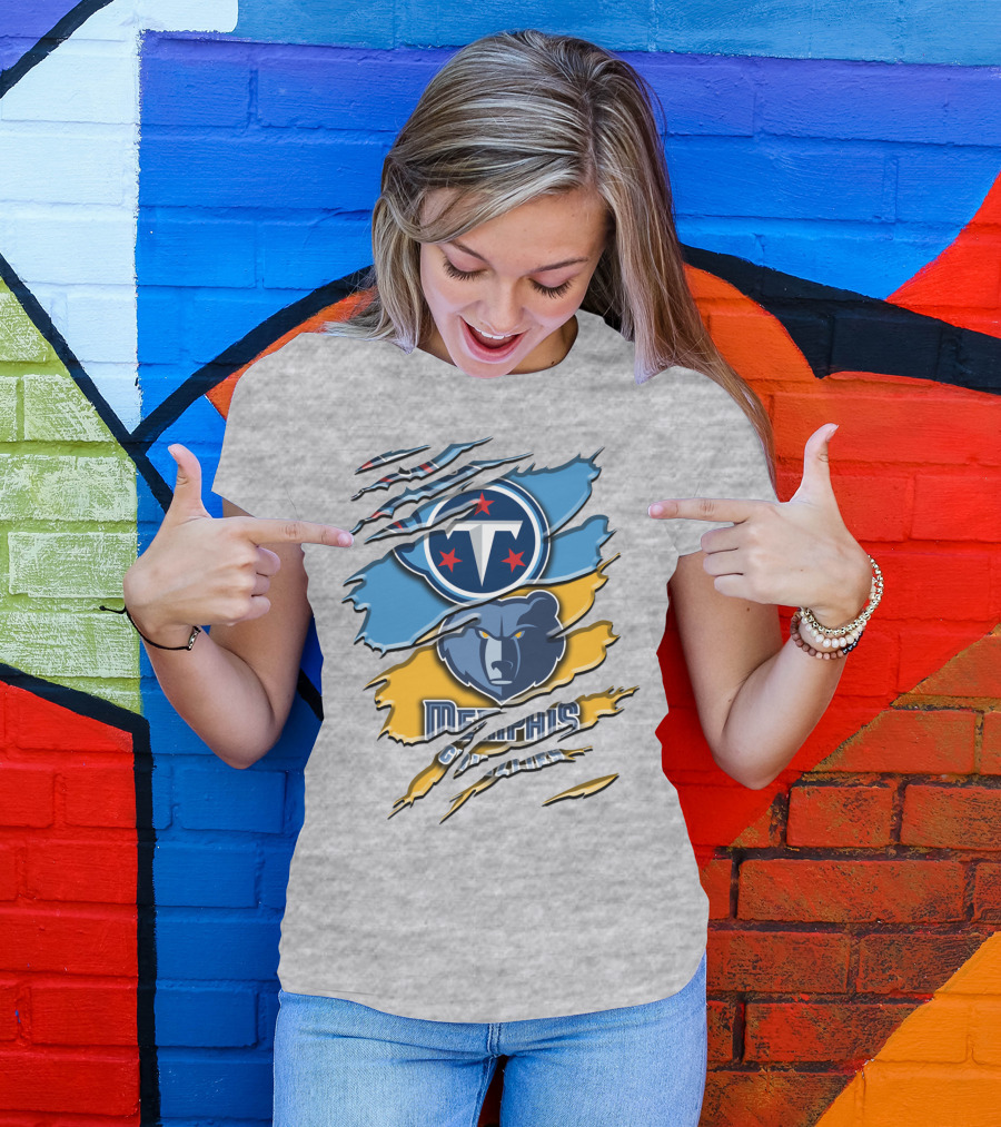 Tennessee Titans Memphis Grizzlies Logo Mashup Rah 128 T-Shirt