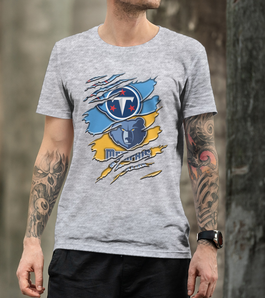 Tennessee Titans Memphis Grizzlies Logo Mashup Rah 128 T-Shirt
